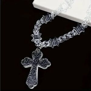 Elegant Silver Cross Pendant Necklace